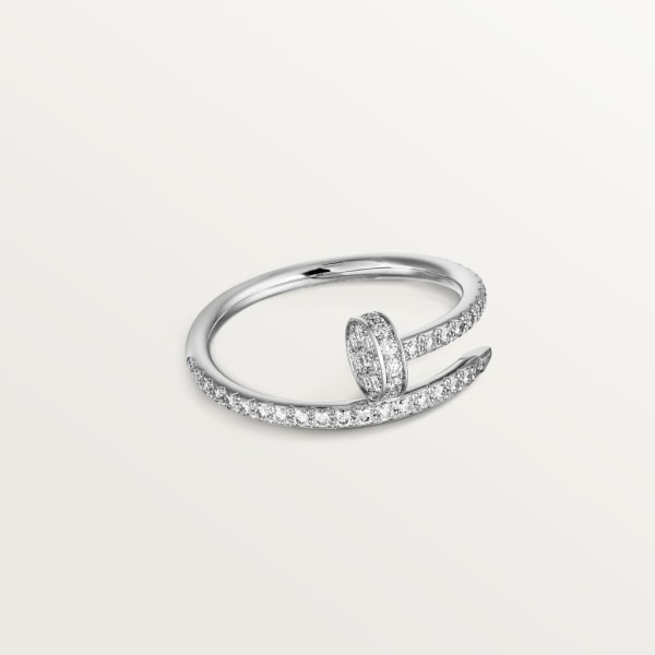 Anillo Juste un Clou, tamaño pequeño, semipavé Oro blanco, diamantes