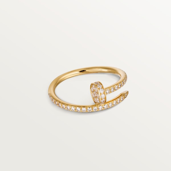 Juste un Clou ring, small model, semi-paved Yellow gold, diamonds