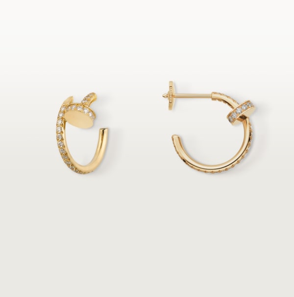 Pendientes de aro Juste un Clou, tamaño pequeño, pavé Oro amarillo, diamante