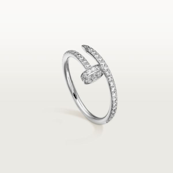 Juste un Clou ring, small model, semi-paved White gold, diamonds