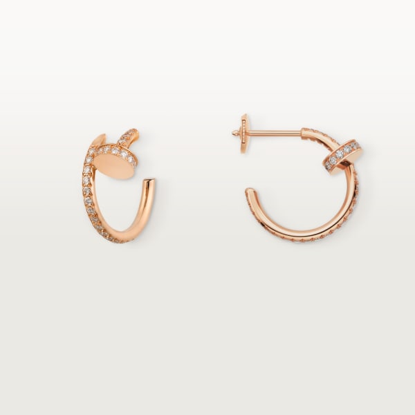 Juste un Clou hoop earrings, small model, paved Rose gold, diamonds