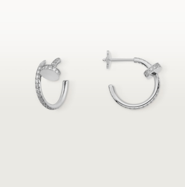 Juste un Clou hoop earrings, small model, paved White gold, diamonds