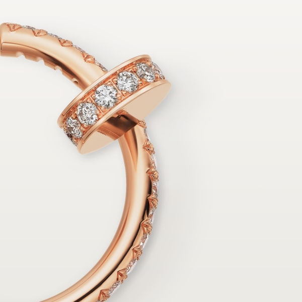 Juste un Clou hoop earrings, small model, paved Rose gold, diamonds