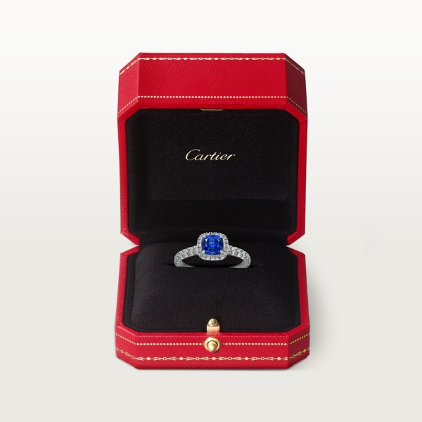 Solitario Cartier Destinée piedra de color Platino, zafiro, diamantes
