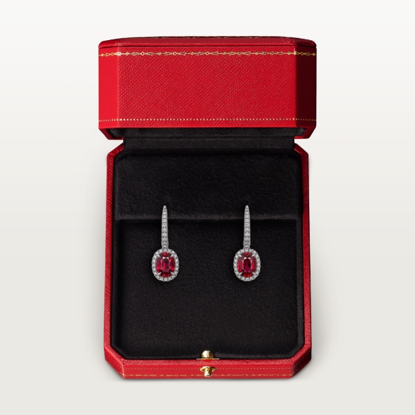 Cartier Destinée Ohrringe Farbedelstein Weißgold, Rubine, Diamanten