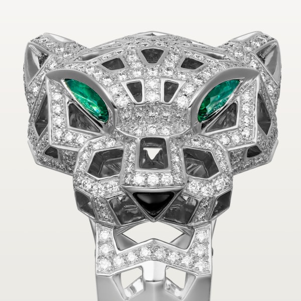 Panthère de Cartier Ring Weißgold, Onyx, Smaragde, Diamanten