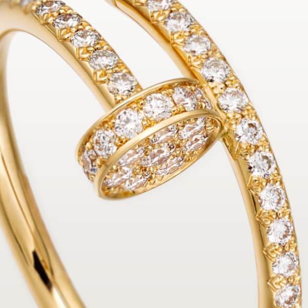 Juste un Clou ring, small model, semi-paved Yellow gold, diamonds