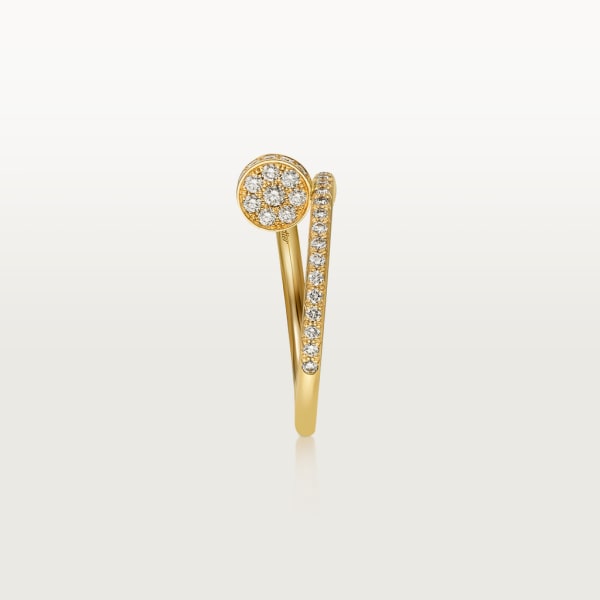 Juste un Clou ring, small model, semi-paved Yellow gold, diamonds