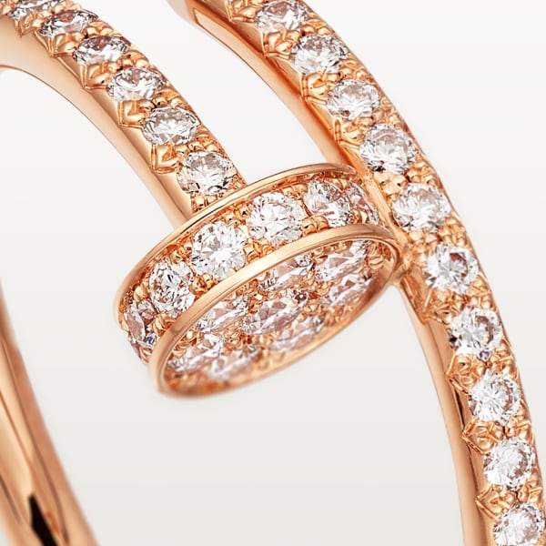 Juste un Clou ring, small model, semi-paved Rose gold, diamonds