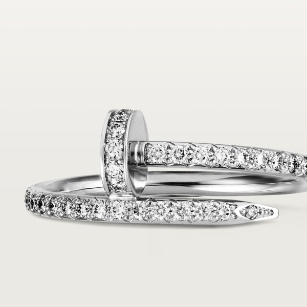 Juste un Clou ring, small model, semi-paved White gold, diamonds