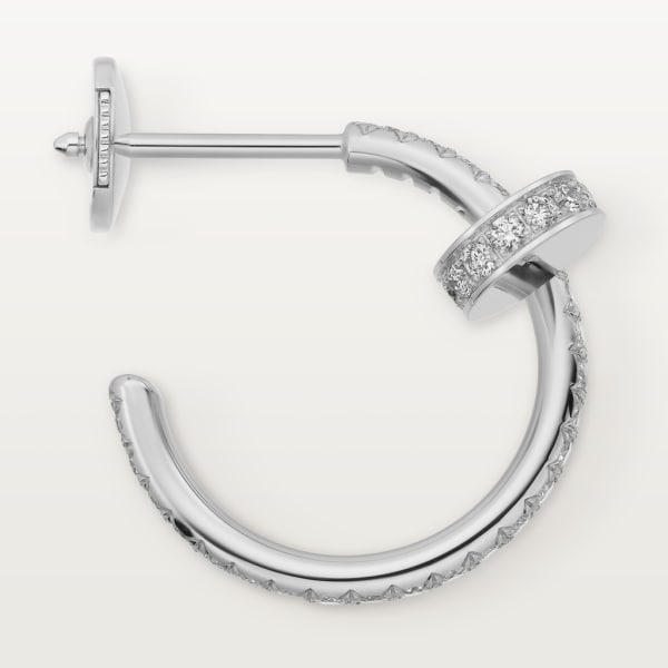 Juste un Clou hoop earrings, small model, paved White gold, diamonds