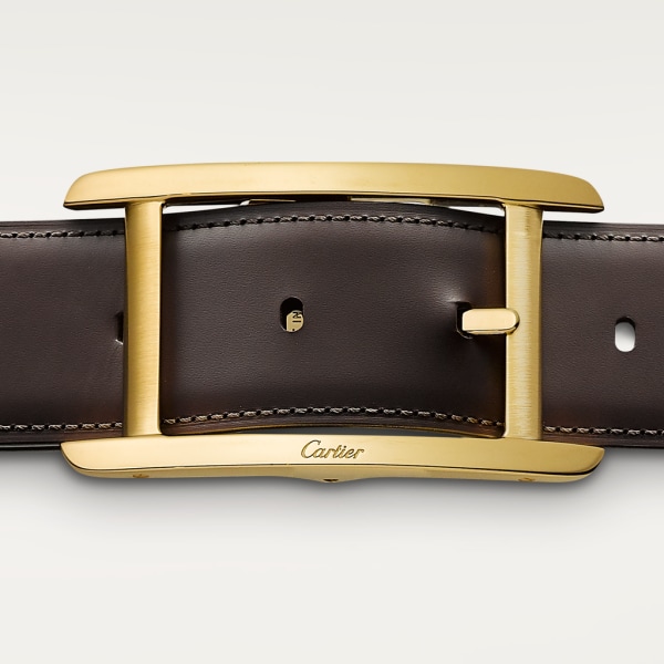 Belt, Tank Black and brown smooth cowhide, gold-finish buckle