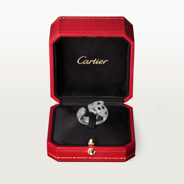 Bague Panthère de Cartier Or gris, emeraudes, onyx, diamants