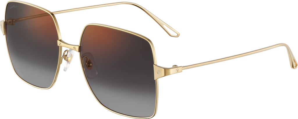 Gafas de sol Santos de CartierMetal acabado dorado liso y cepillado, lentes gris degradado con flash dorado