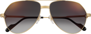 Gafas de sol Première de Cartier Metal acabado dorado liso, lentes gris degradado con flash dorado