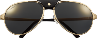 Gafas de sol Santos de Cartier Metal acabado dorado liso y cepillado, lentes grises polarizadas con flash dorado