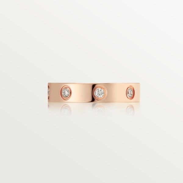 Love ring, small model, 8 diamonds Rose gold, diamonds