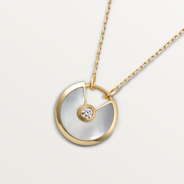 Amulette de Cartier Kette SM Gelbgold, weißes Perlmutt, Diamant