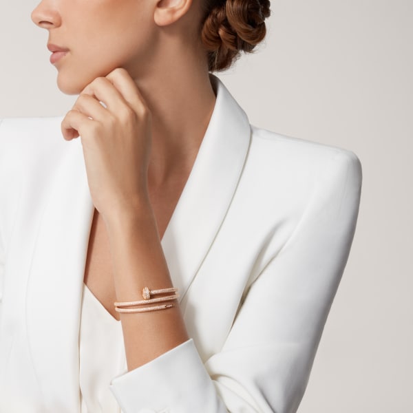 Juste un Clou bracelet, double, semi-paved Rose gold, diamonds