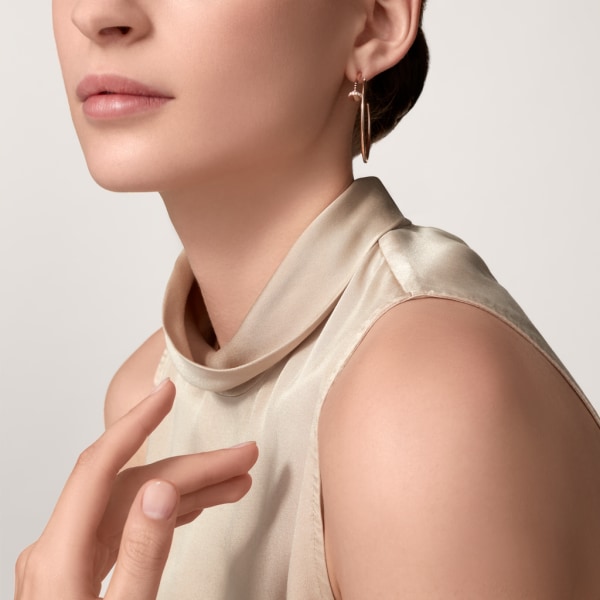 Juste un Clou hoop earrings, large model, diamonds Rose gold, diamonds