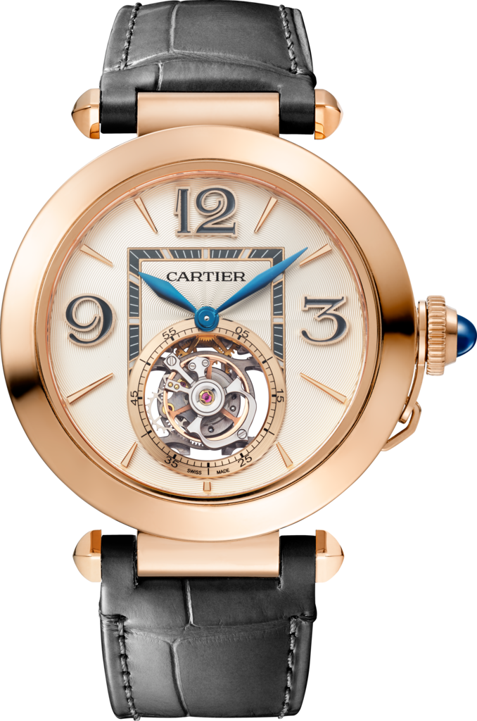 Reloj Pasha de Cartier41 mm, movimiento mecánico de cuerda manual, oro rosa, 2 correas de piel intercambiables