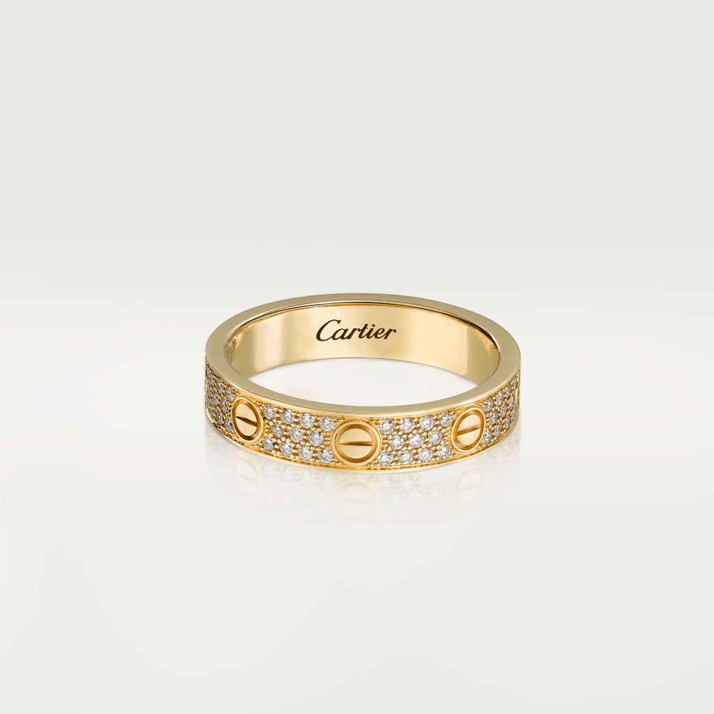 Love ring, small model, pavedYellow gold, diamonds