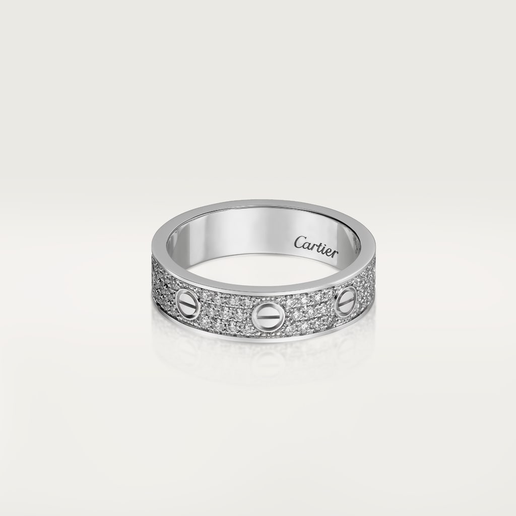 Anillo Love, tamaño pequeño, pavéOro blanco, diamantes