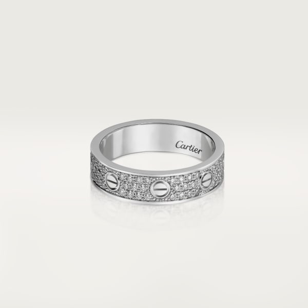 Bague Love, petit modèle, pavée Or gris, diamants