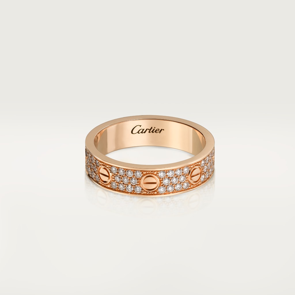 Love ring, small model, pavedRose gold, diamonds