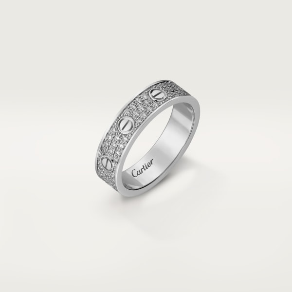 Anillo Love, tamaño pequeño, pavé Oro blanco, diamantes