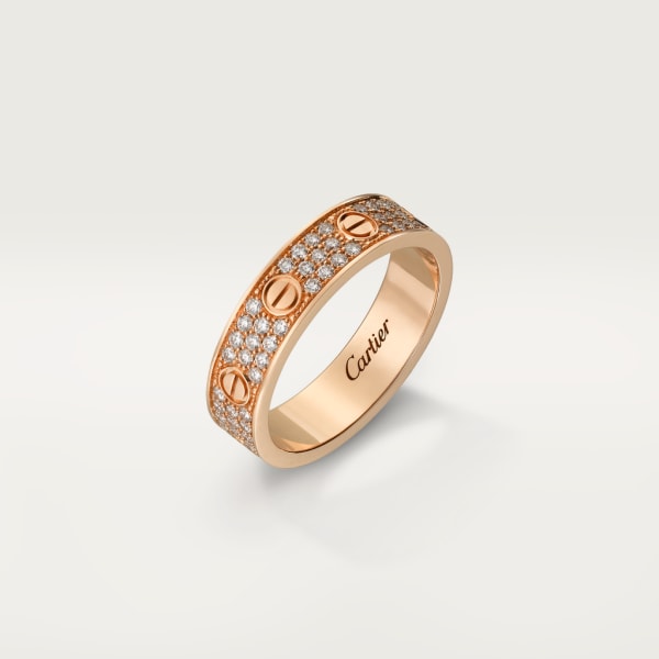 Anillo Love, tamaño pequeño, pavé Oro rosa, diamantes