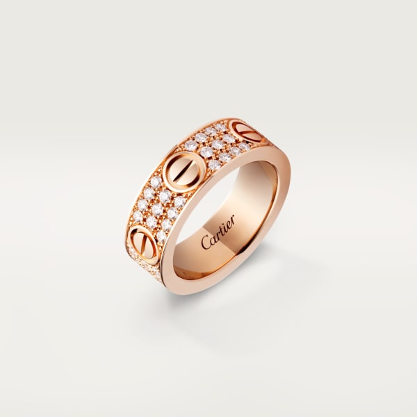 Anillo Love, tamaño clásico, pavé Oro rosa, diamantes