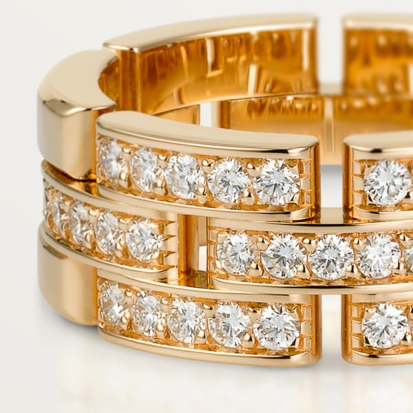 Maillon Panthère Ring 3 Reihen zur Hälfte ausgefasst Roségold, Diamanten