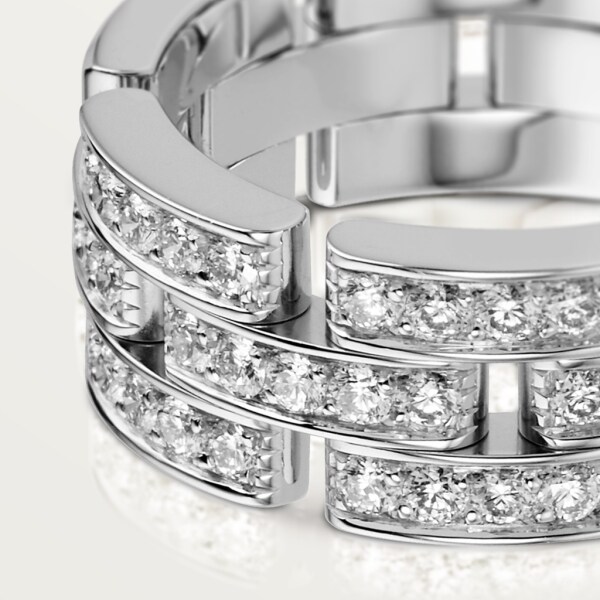 Maillon Panthère Ring 3 Reihen zur Hälfte ausgefasst Weißgold, Diamanten