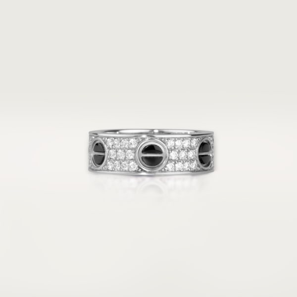 Anillo Love, tamaño clásico, pavé, cerámica Oro blanco, cerámica, diamantes