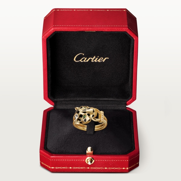 Bague Panthère de Cartier Or jaune, laque, diamants, grenat tsavorite