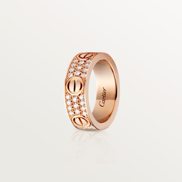 Love Ring ausgefasst Roségold, Diamanten