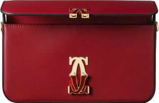 Double C de Cartier Chain bag, mini model Cherry red calfskin, gold and cherry red enamel finish