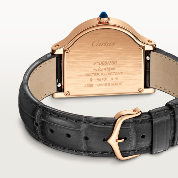 Cloche de Cartier watch Large model, hand-wound movement, 18K rose gold, leather