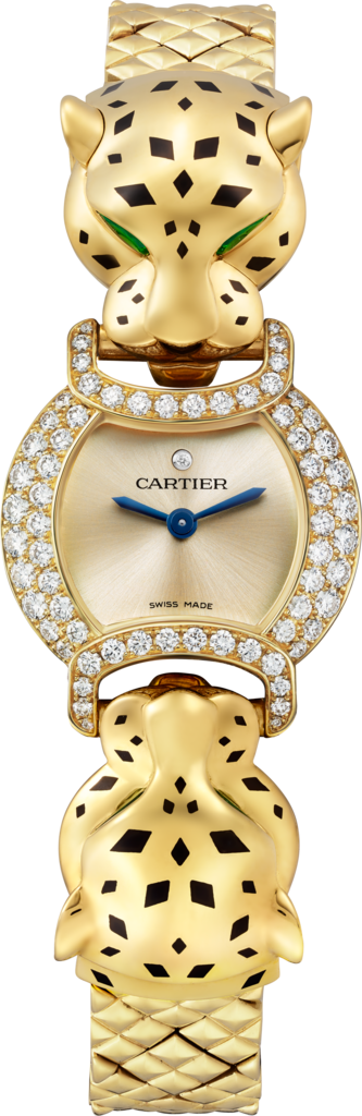 Reloj La Panthère de Cartier22,2 mm, movimiento de cuarzo, oro amarillo, diamantes, brazalete de metal