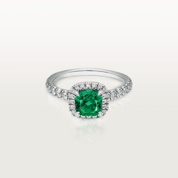 Cartier Destinée Solitaire with coloured stone Platinum, emerald, diamonds
