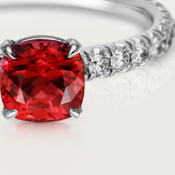 Solitaire 1895 Platine, rubis, diamants
