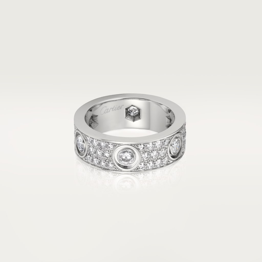 Anillo Love, tamaño clásico, pavé, 6 diamantesOro blanco, diamantes