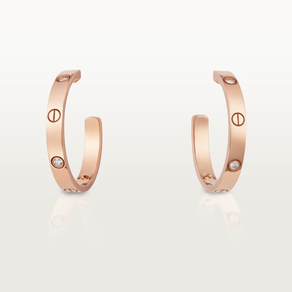 Love Creolen, mittleres Modell, mit sechs Diamanten Roségold, Diamant