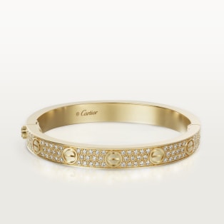 Bracelet <span class='lovefont'>A </span>, modèle classique, pavé Or jaune, diamants