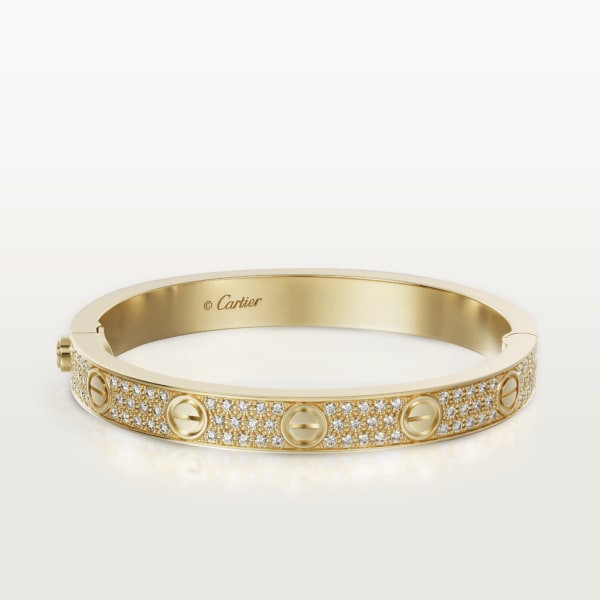 Love bracelet, classic model, paved Yellow gold, diamonds