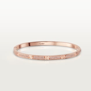 Bracelet <span class='lovefont'>A </span>, petit modèle, pavé Or rose, diamants