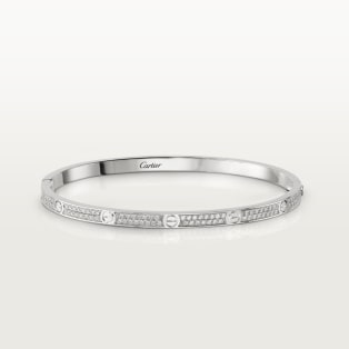 Bracelet <span class='lovefont'>A </span>, petit modèle, pavé Or gris, diamants