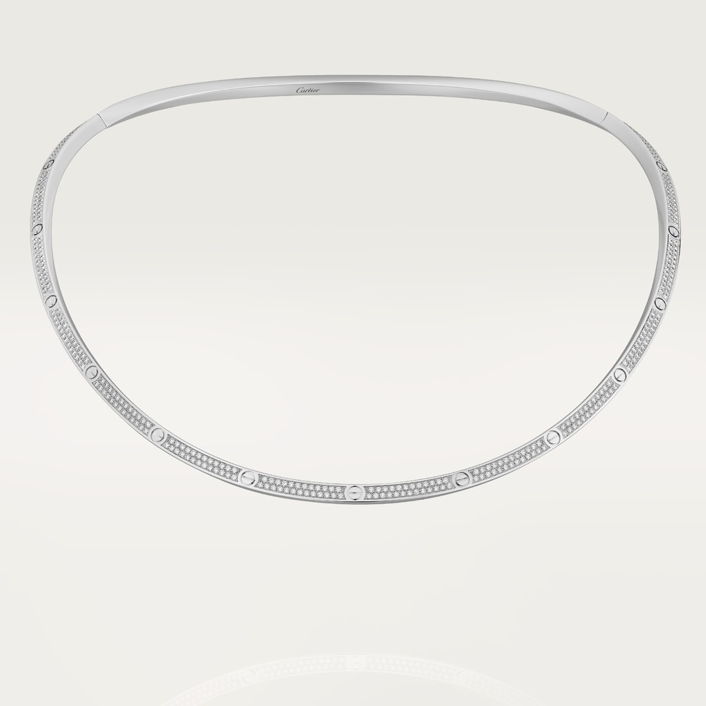 Collier torque Love, pavéOr gris, diamant