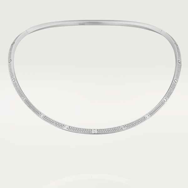 Collier torque Love, pavé Or gris, diamant